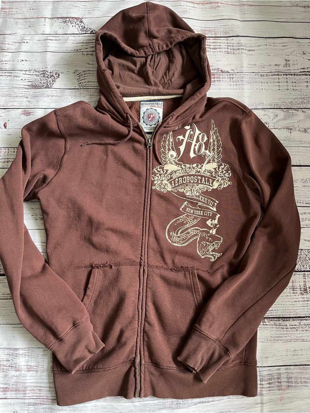 90s Y2K Aeropostale Full Zip Hoodie
Brown Snake NYC Skater Style
Mens S Vintage